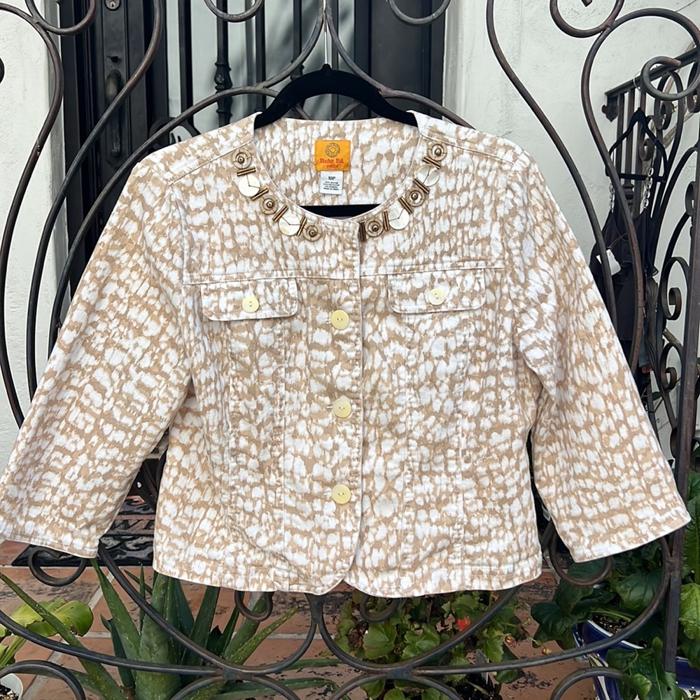 Ruby Rd Women's Gold Studded Short Jacket Size 10P